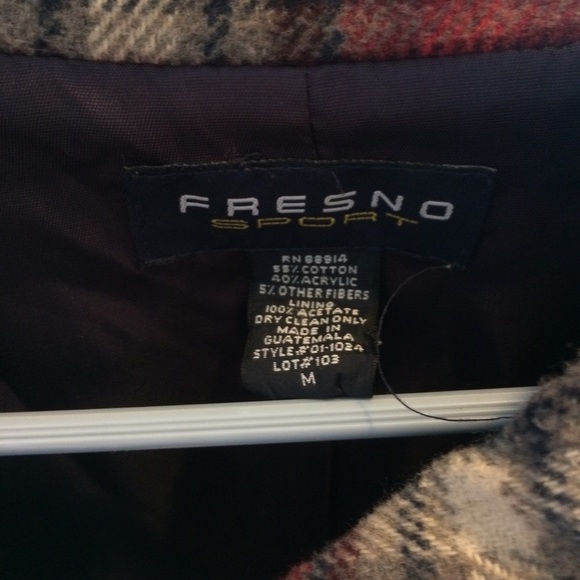 Fresno Sport 💋Plaid Maroon Zip Up Jacket Chic - Picture 5 of 8